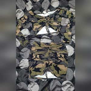 Army print 2 piece skirt set